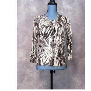 Talbots Petites Black Gray Zebra Cardigan Size MP
